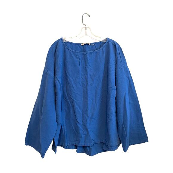 Soft Surroundings Boat‎ Neck Relaxed Top Size 1X Blue Boho Coastal Lagenlook - Picture 1 of 6